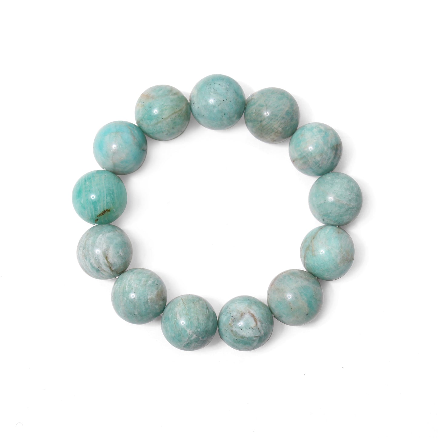 Natural Amazonite Round Bead Bracelet