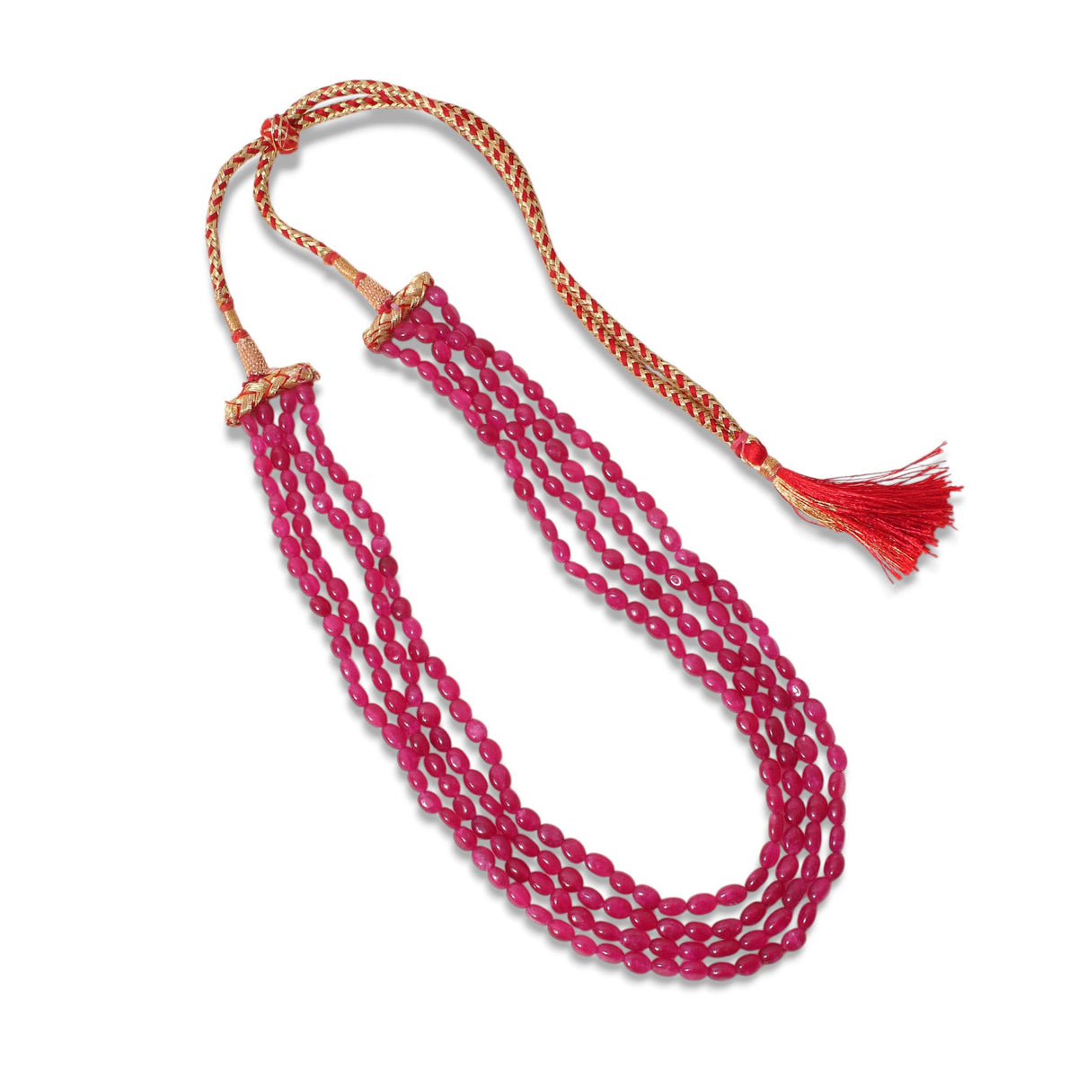 Pink Quartz 4 Layer Gemstone Necklace – Plain Oval Gemstone Beads 5x7 mm Elegant Statement Jewelry