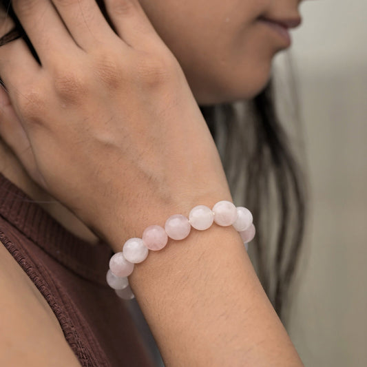 AAA High Quality Natural Pink Rose Quartz Bracelet | 12mm Quartz Beads