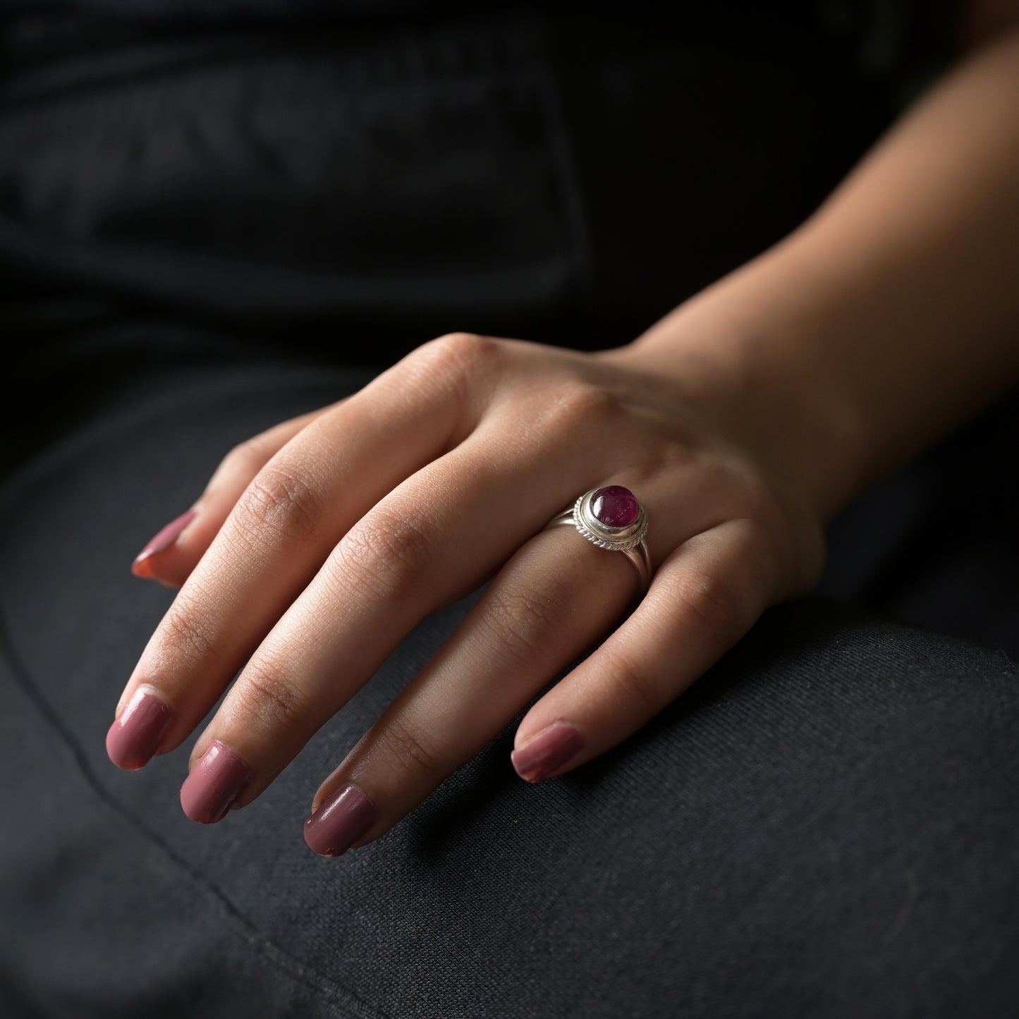 Red Ruby Silver Ring ( Valentines Day Gift )