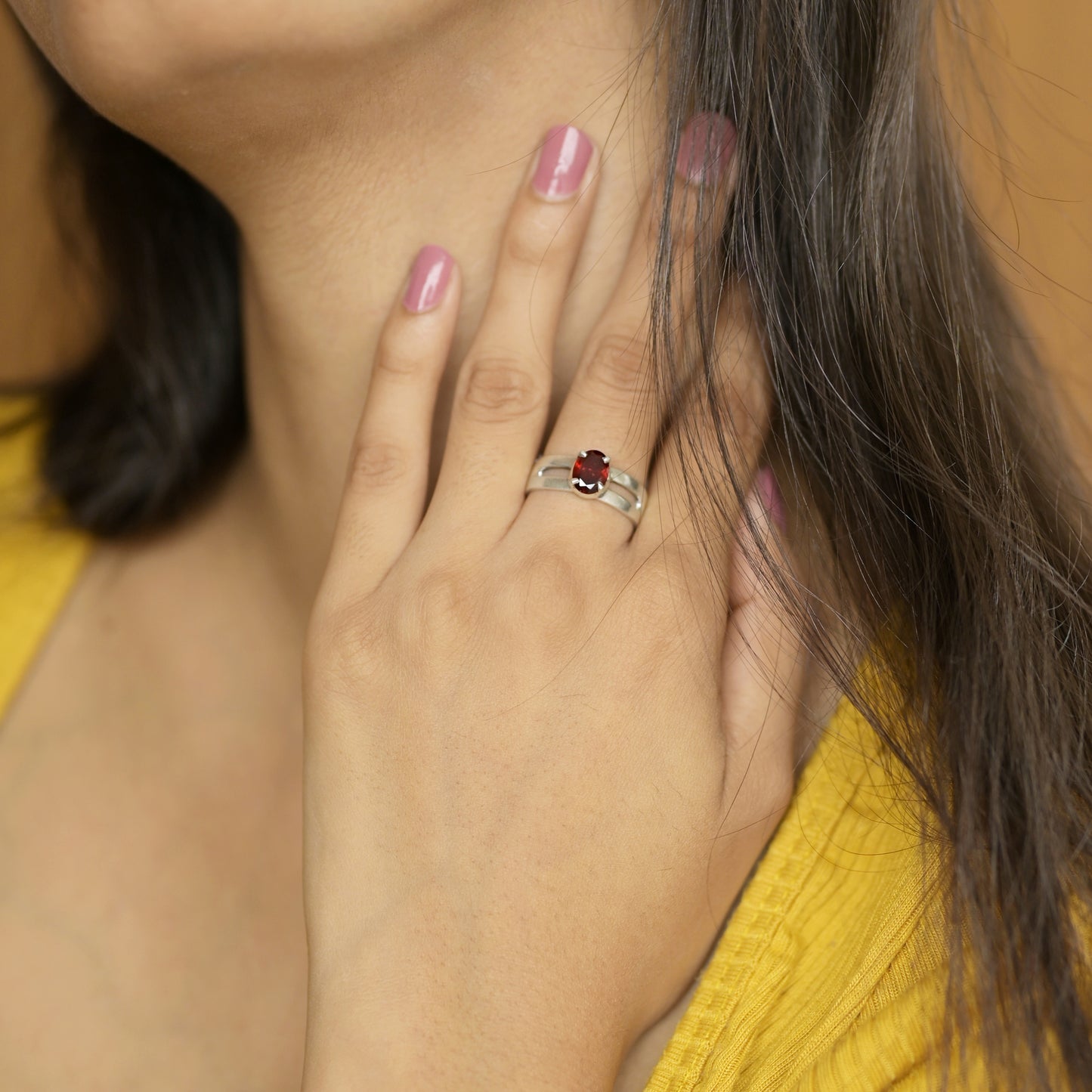 Natural Red Garnet Silver Ring - A Symbol of Love, Passion, and Strength