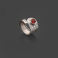 925 Sterling Silver Garnet Ring with Centered Round Tiny Garnet Gemstone