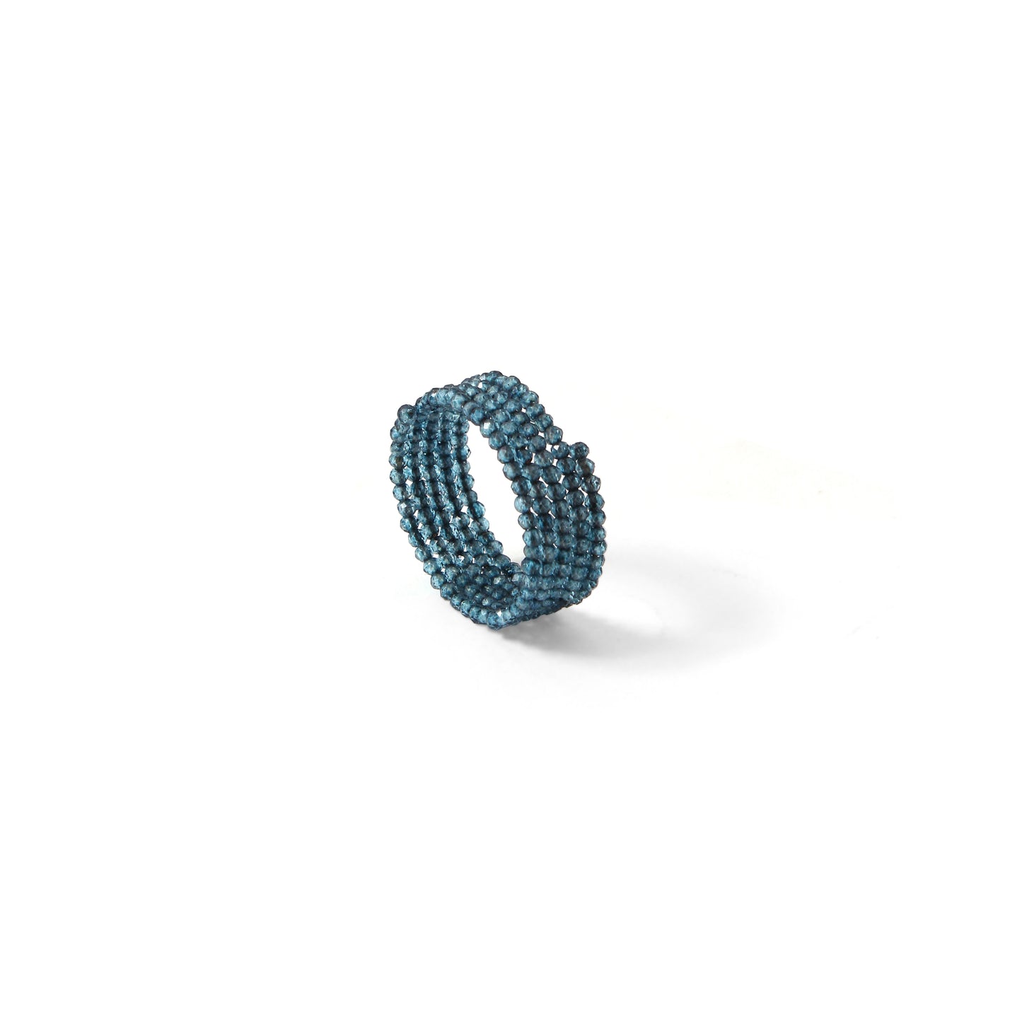 Natural London Blue Topaz Beaded Gemstone Ring – Gift for her, Anniversary Ring