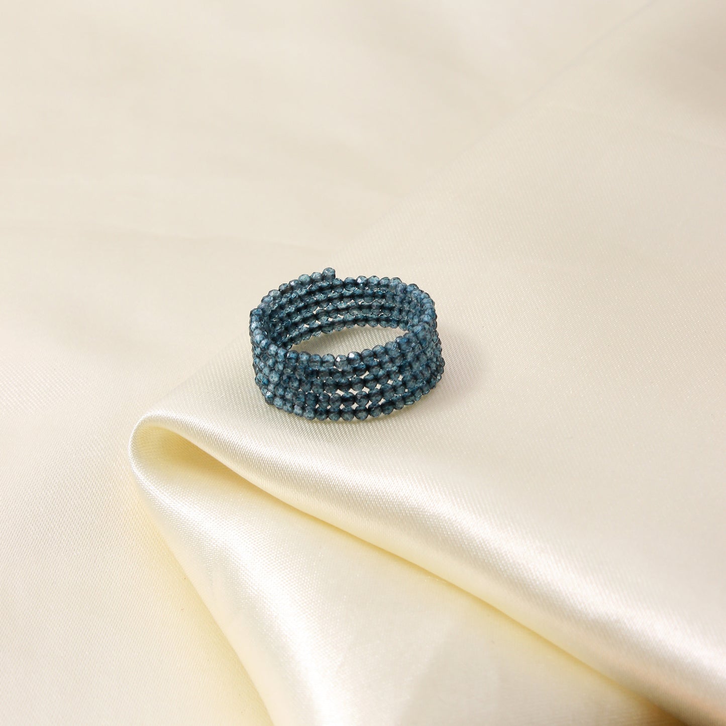 Natural London Blue Topaz Beaded Gemstone Ring – Gift for her, Anniversary Ring