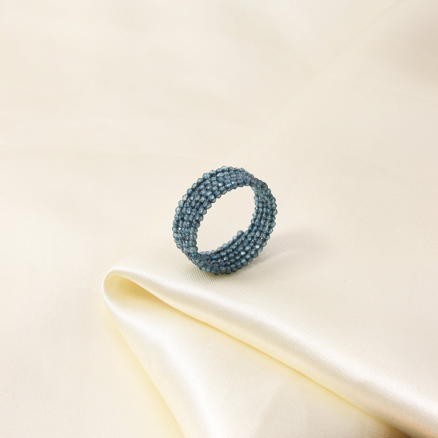 Natural London Blue Topaz Beaded Gemstone Ring – Gift for her, Anniversary Ring