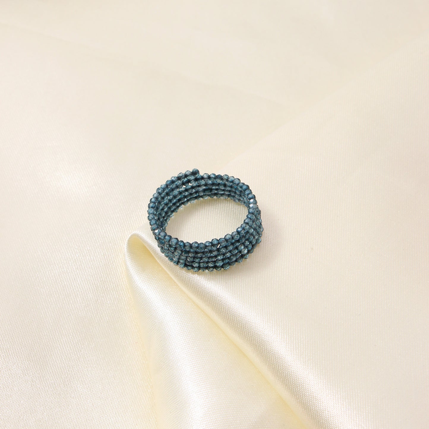 Natural London Blue Topaz Beaded Gemstone Ring – Gift for her, Anniversary Ring