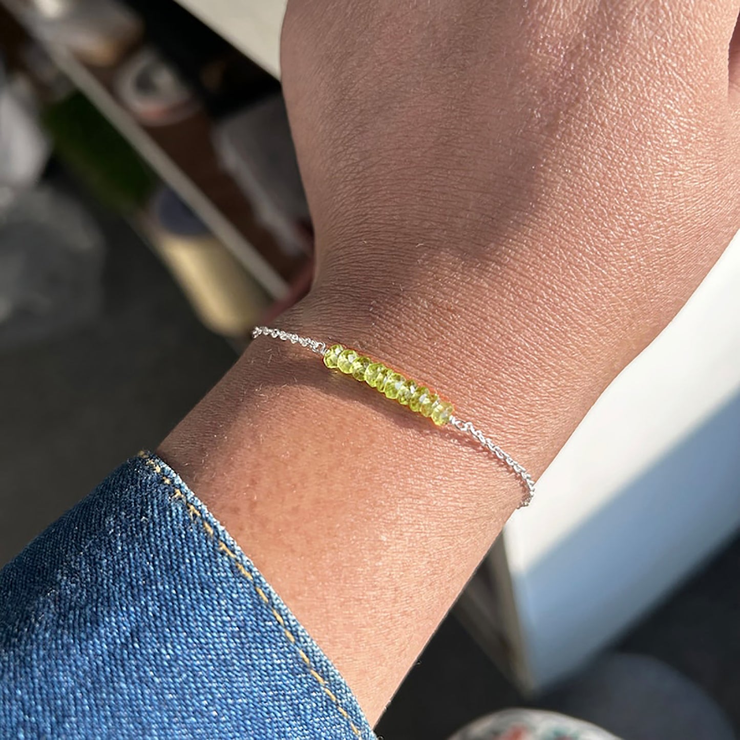 Natural Peridot Minimalist 925 Sterling silver for Women