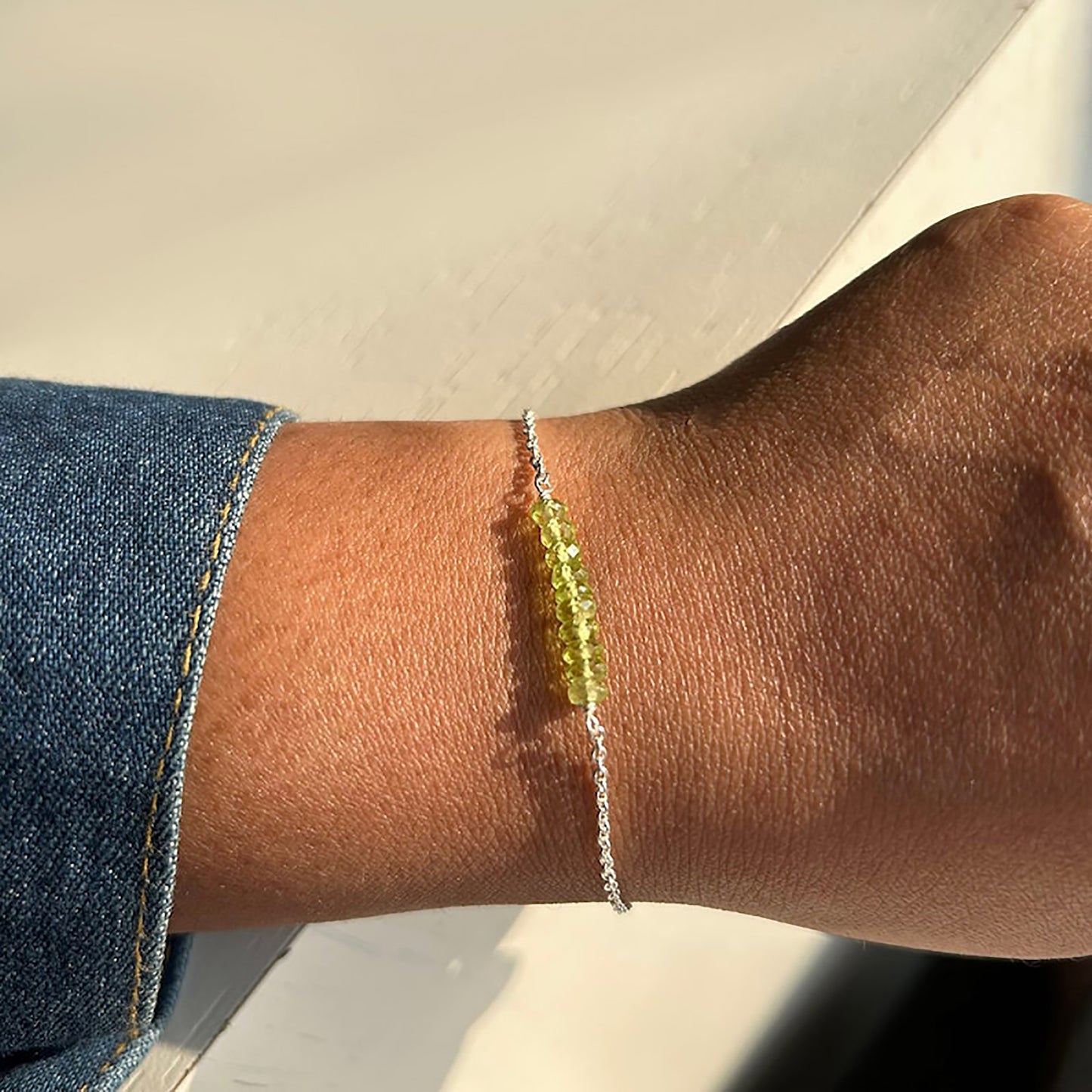Natural Peridot Minimalist 925 Sterling silver for Women