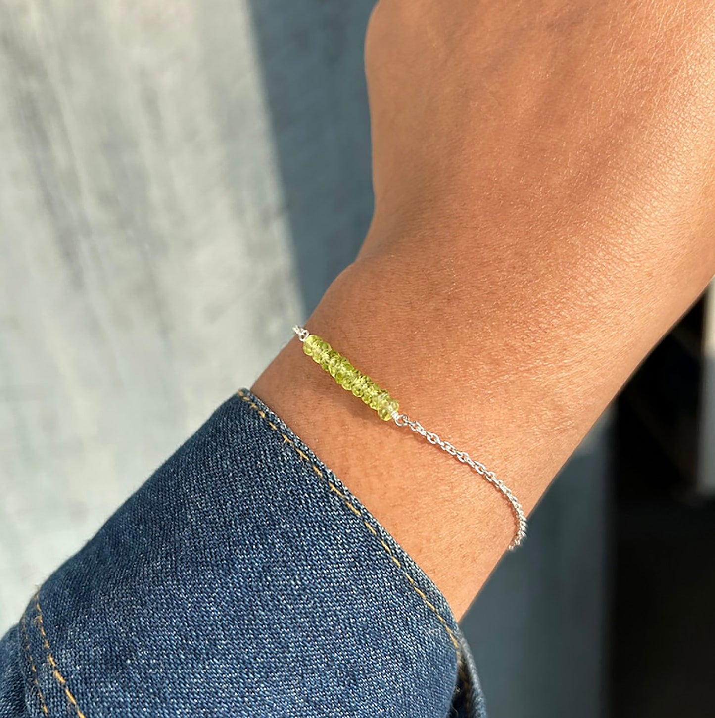 Natural Peridot Minimalist 925 Sterling silver for Women