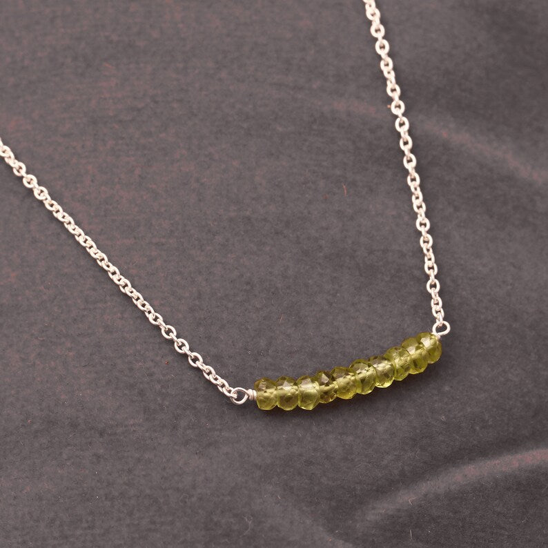Stackable Bar Green Peridot Necklace
