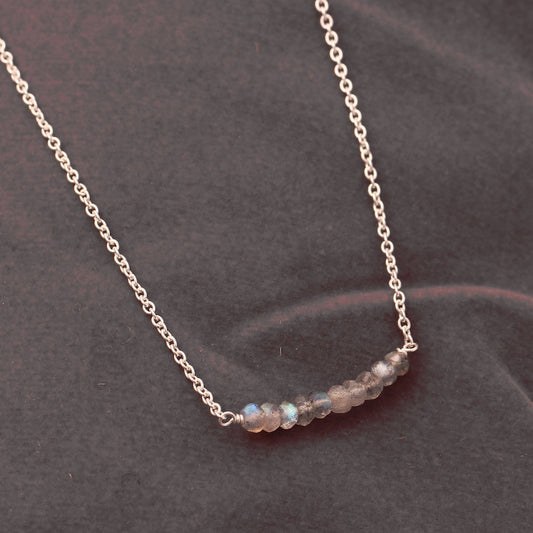 Labradorite Beaded Bar Necklace,