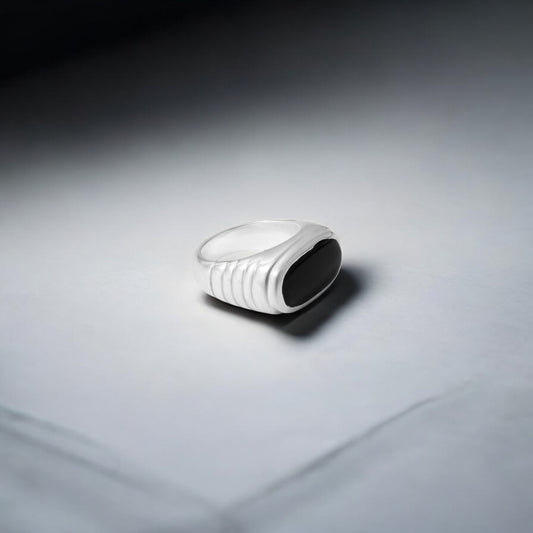 Men’s Solid Sterling Silver Ring with Black Onyx – Classic Statement Jewelry