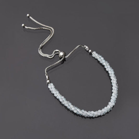 Aquamarine Twist Layer Silver Bracelet ( Bolo Chain ) GemsRush