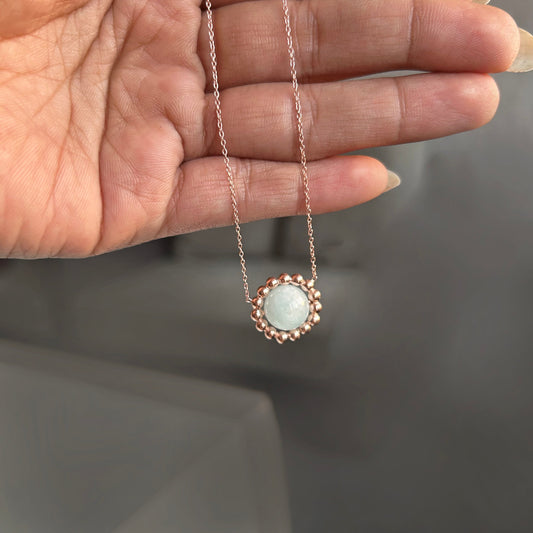 Beautiful Aquamarine Flower Silver Necklace GemsRush