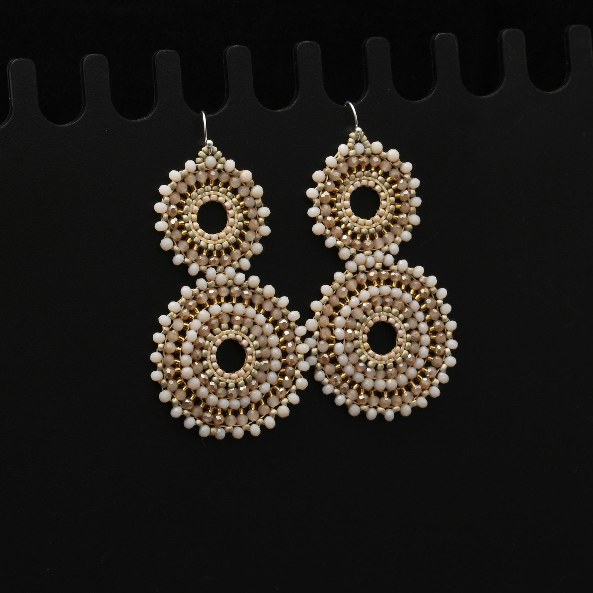 Beautiful Double Circle Designer Dangle Earrings GemsRush