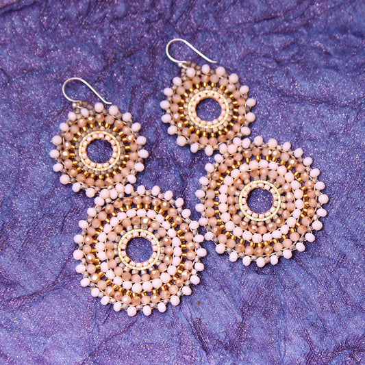 Beautiful Double Circle Designer Dangle Earrings GemsRush