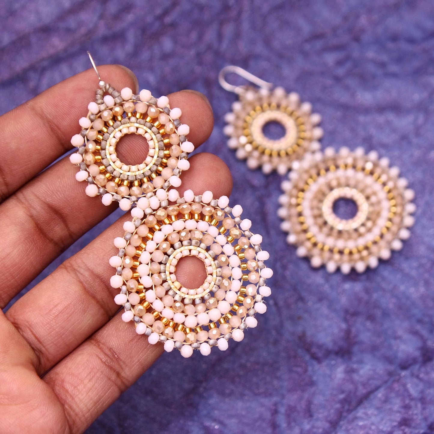 Beautiful Double Circle Designer Dangle Earrings GemsRush