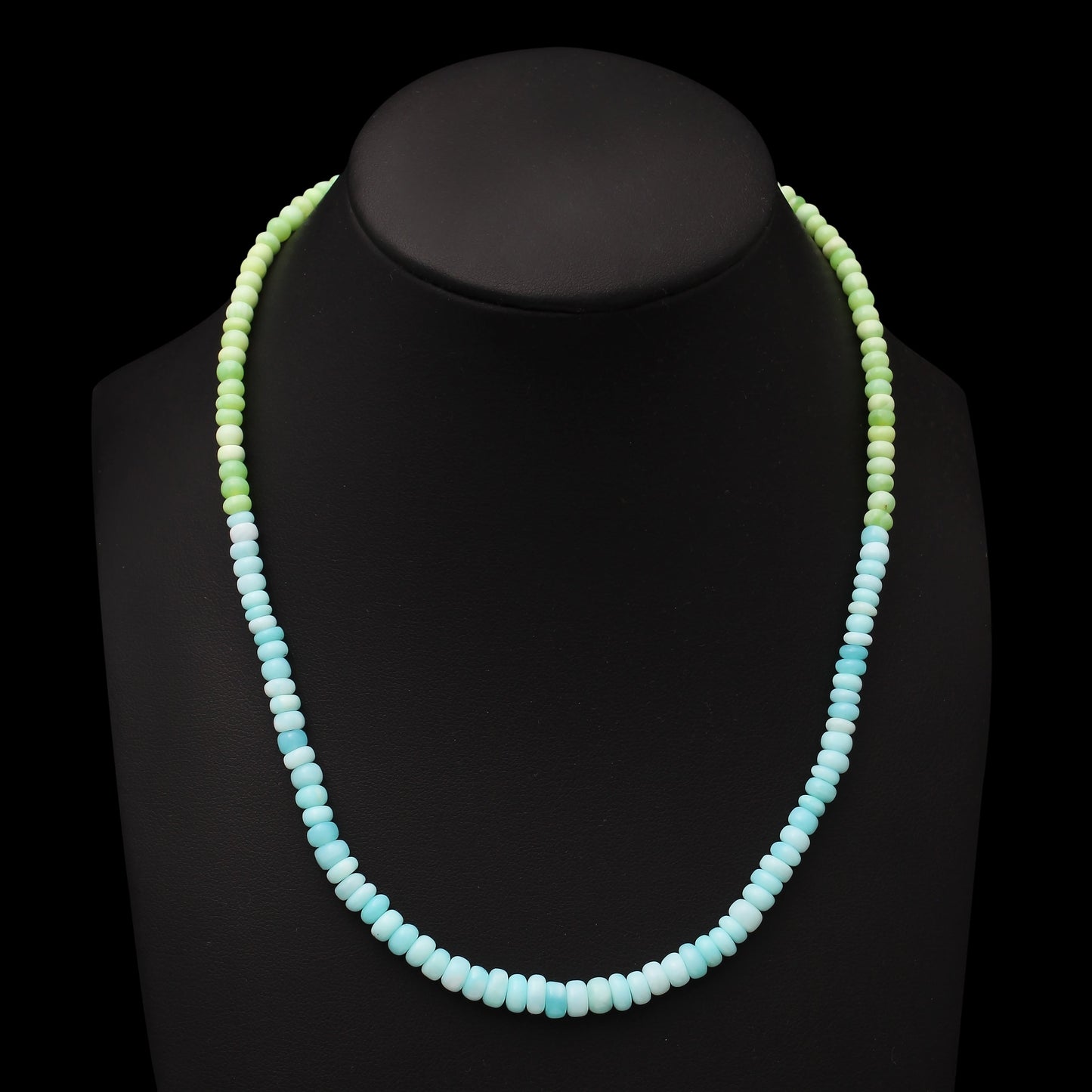 Beautiful Green Opal & Blue Peruvian Opal Beaded Necklace ,Smooth Rondelle Beaded Necklace GemsRush