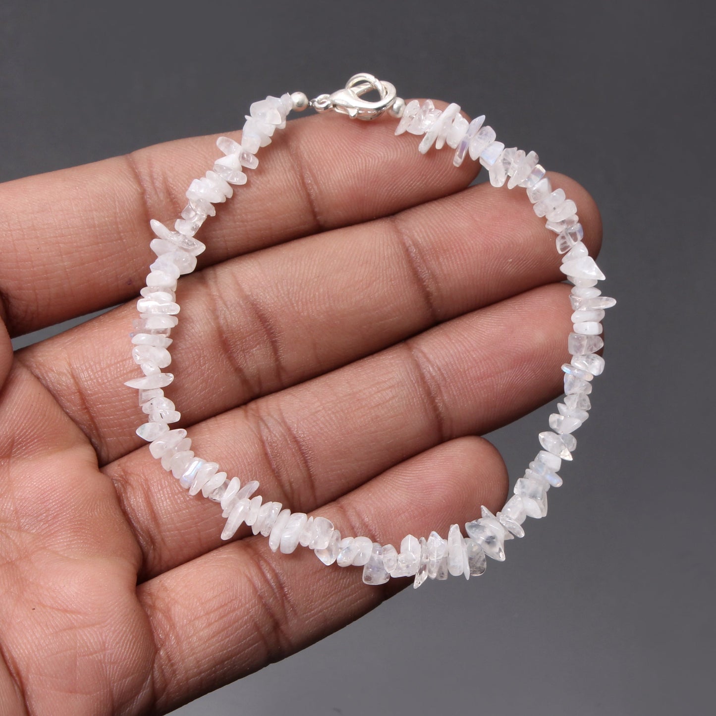 Blue Fire Moonstone uncut Chips Gemstone Bracelet GemsRush