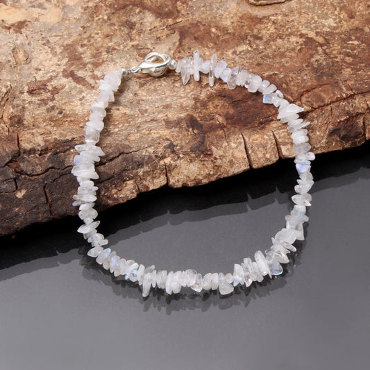 Blue Fire Moonstone uncut Chips Gemstone Bracelet GemsRush