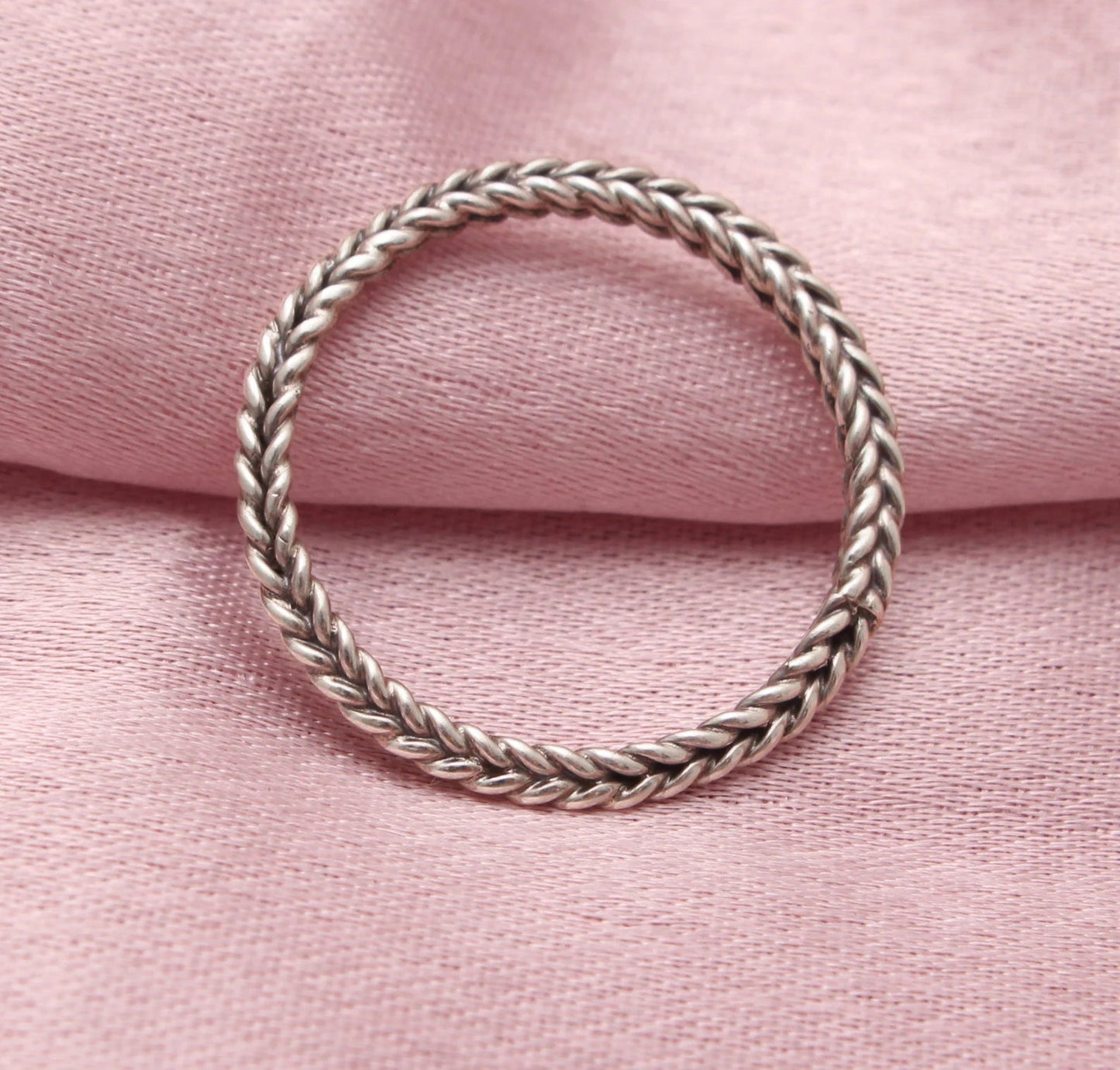 Braid Silver Twist Silver Band Ring GemsRush