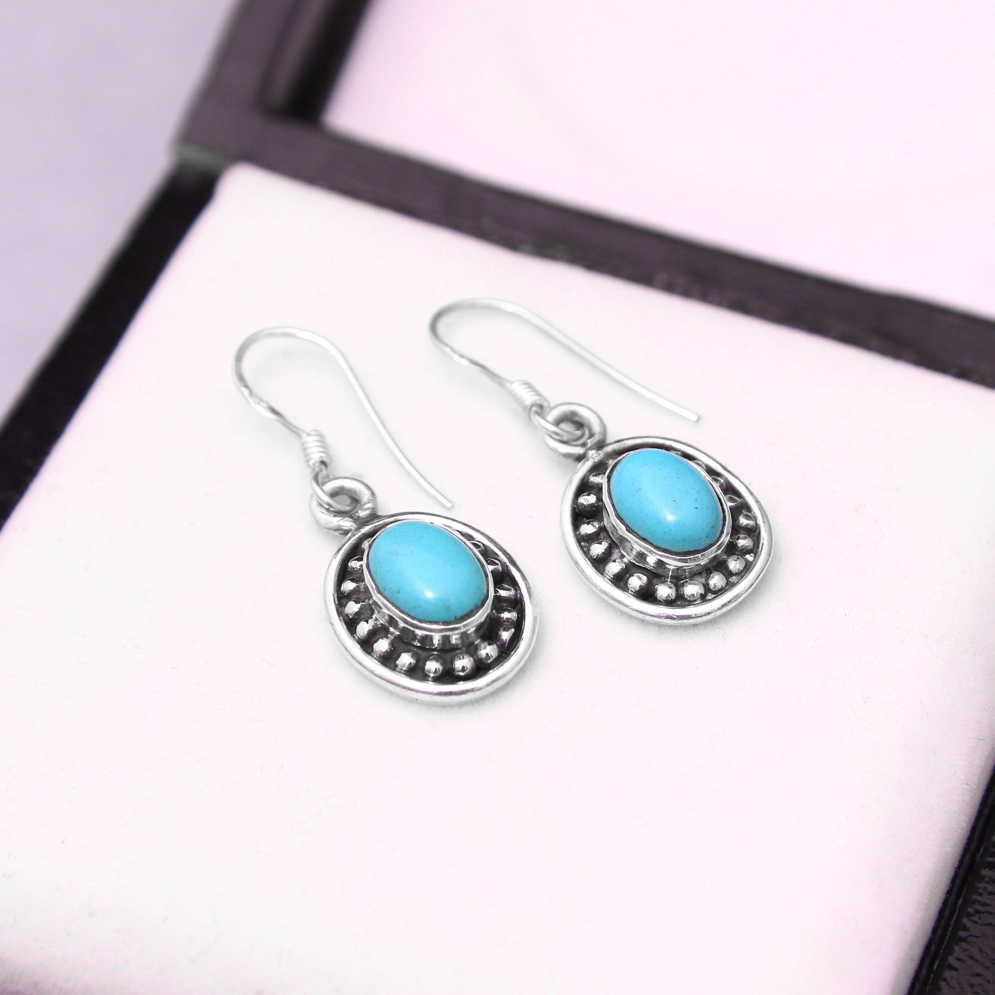 Charming Turquoise Silver Dangle Earring - Every Occasion Wear GemsRush