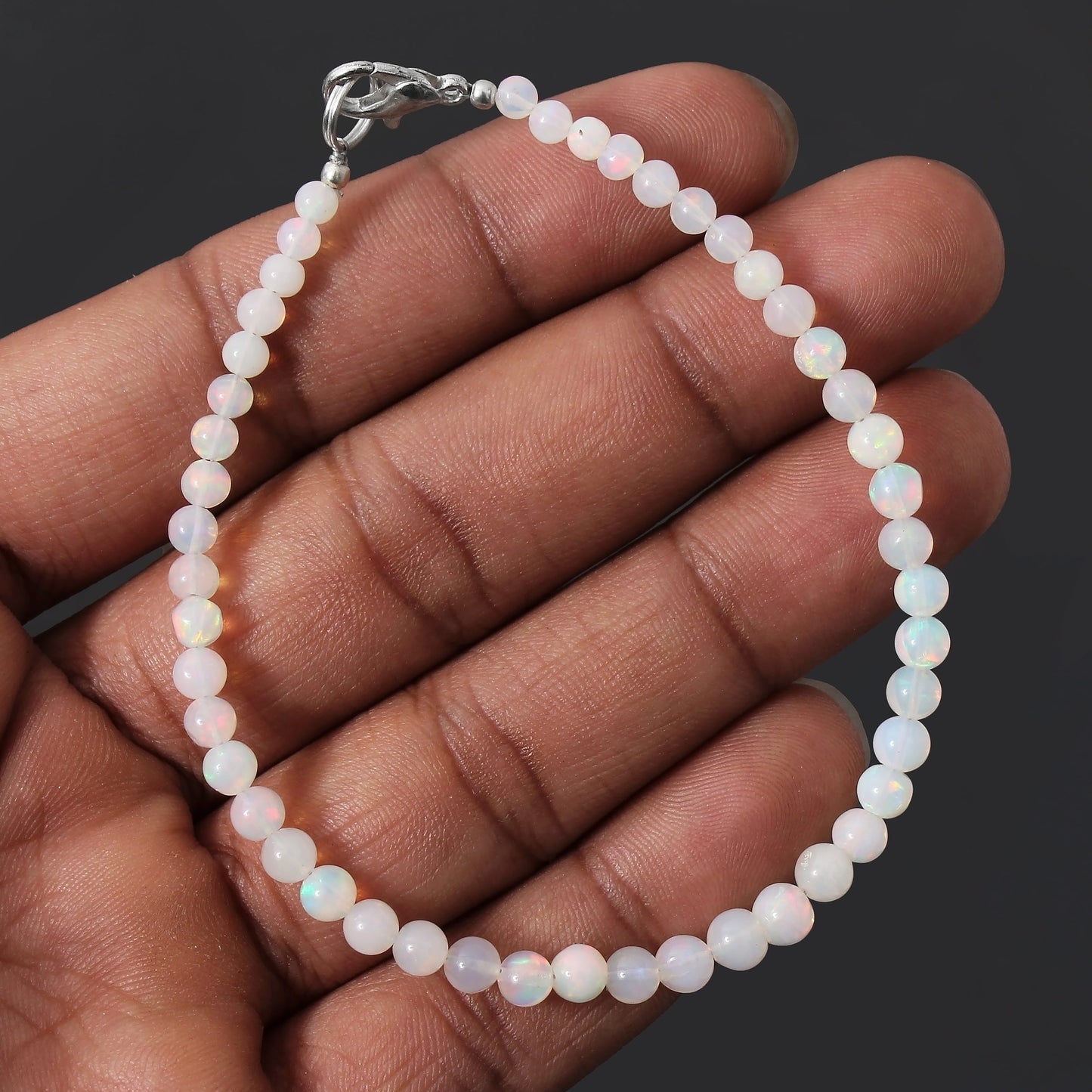 Ethiopian Opal Beaded Bracelet Natural Opal Smooth Rondelle Bead Bracelet, Gift for GemsRush
