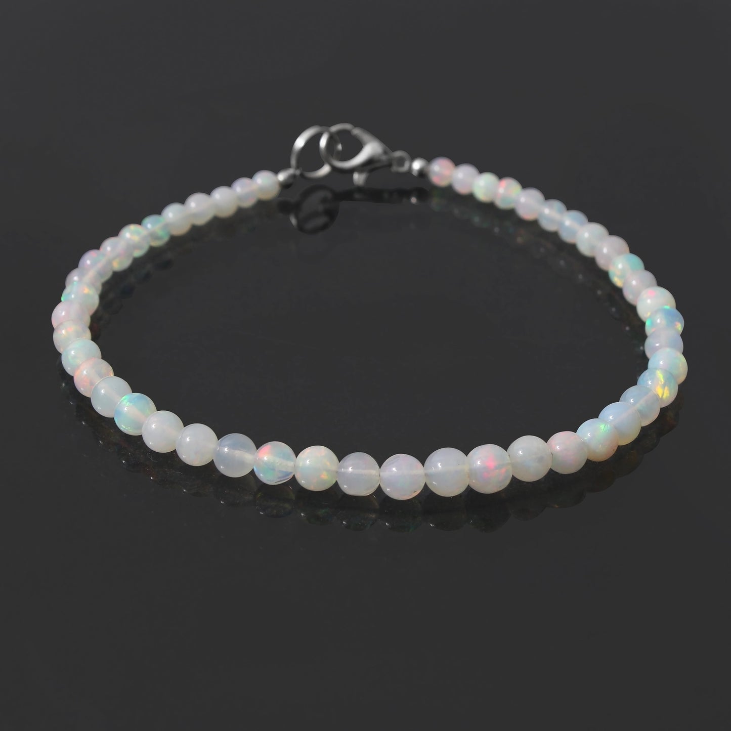 Ethiopian Opal Beaded Bracelet Natural Opal Smooth Rondelle Bead Bracelet, Gift for GemsRush