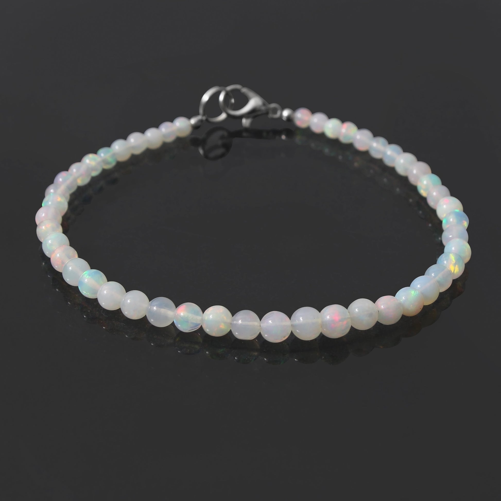Ethiopian Opal Beaded Bracelet  Natural Opal Smooth Rondelle Bead Bracelet, Gift for GemsRush