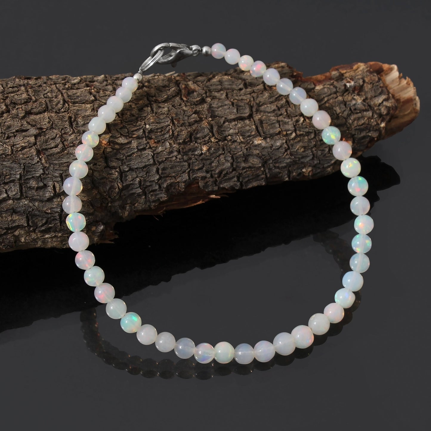 Ethiopian Opal Beaded Bracelet Natural Opal Smooth Rondelle Bead Bracelet, Gift for GemsRush