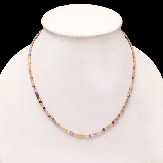 Fluorite Bead Necklace, Fluorite Micro Faceted Beaded Necklace, Natural Fluorite Minimalist Necklace, GemsRush