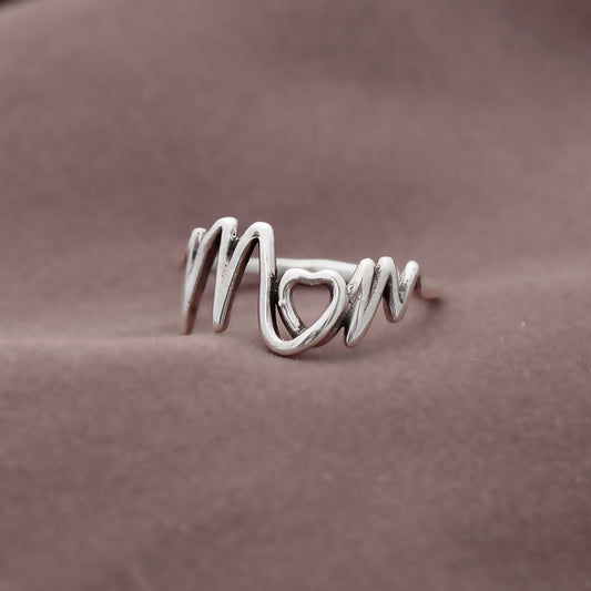 MOM Letter Silver Ring GemsRush