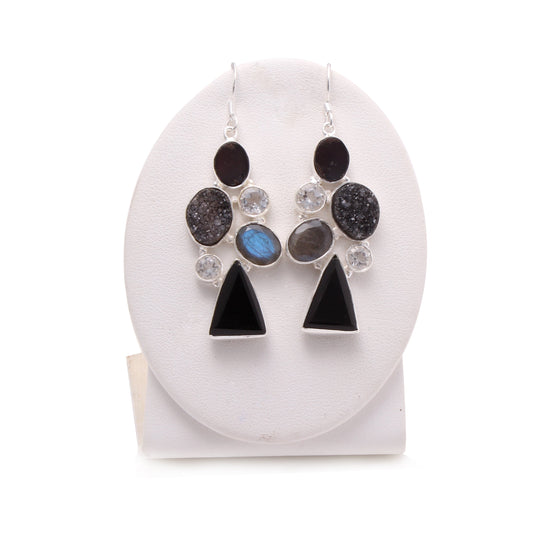 Multi Stone Statement Silver Earring GemsRush