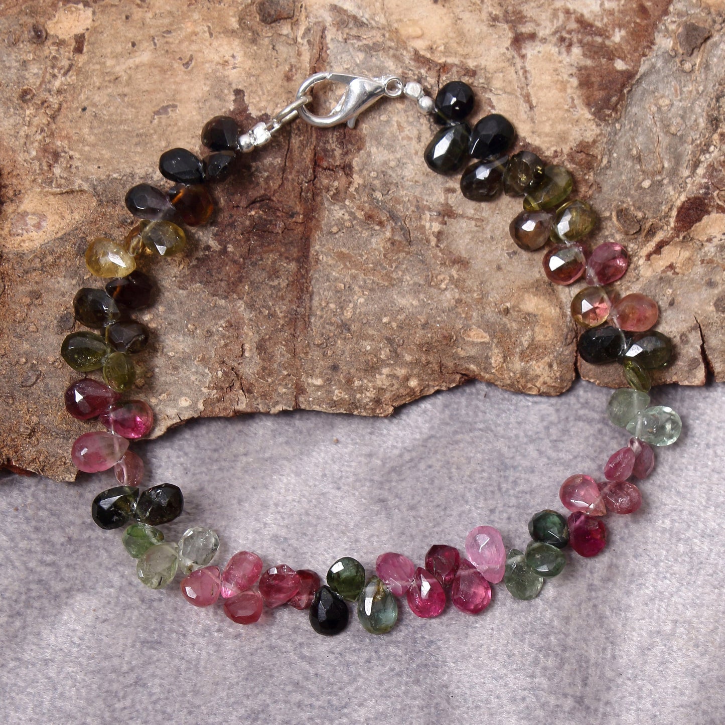 Multi Tourmaline Beaded Bracelet ,Multi Tourmaline Beaded Bracelet , Watermelon Tourmaline Pear Bracelet . GemsRush