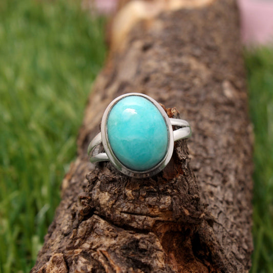 Natural Amazonite Gemstone Silver Ring GemsRush