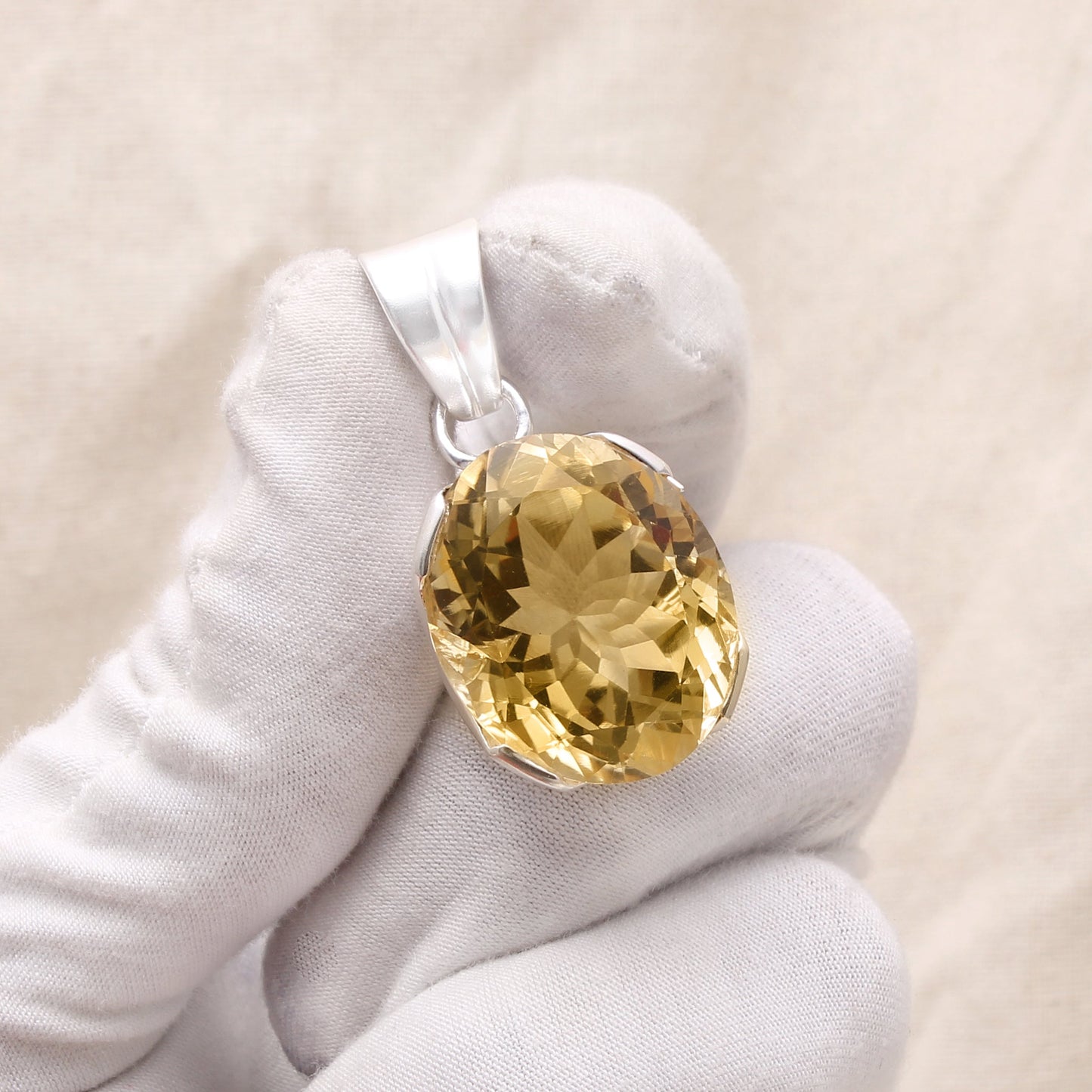 Natural Citrine Gemstone Sterling Silver Pendant - November Birthstone Perfect Jewelry GemsRush