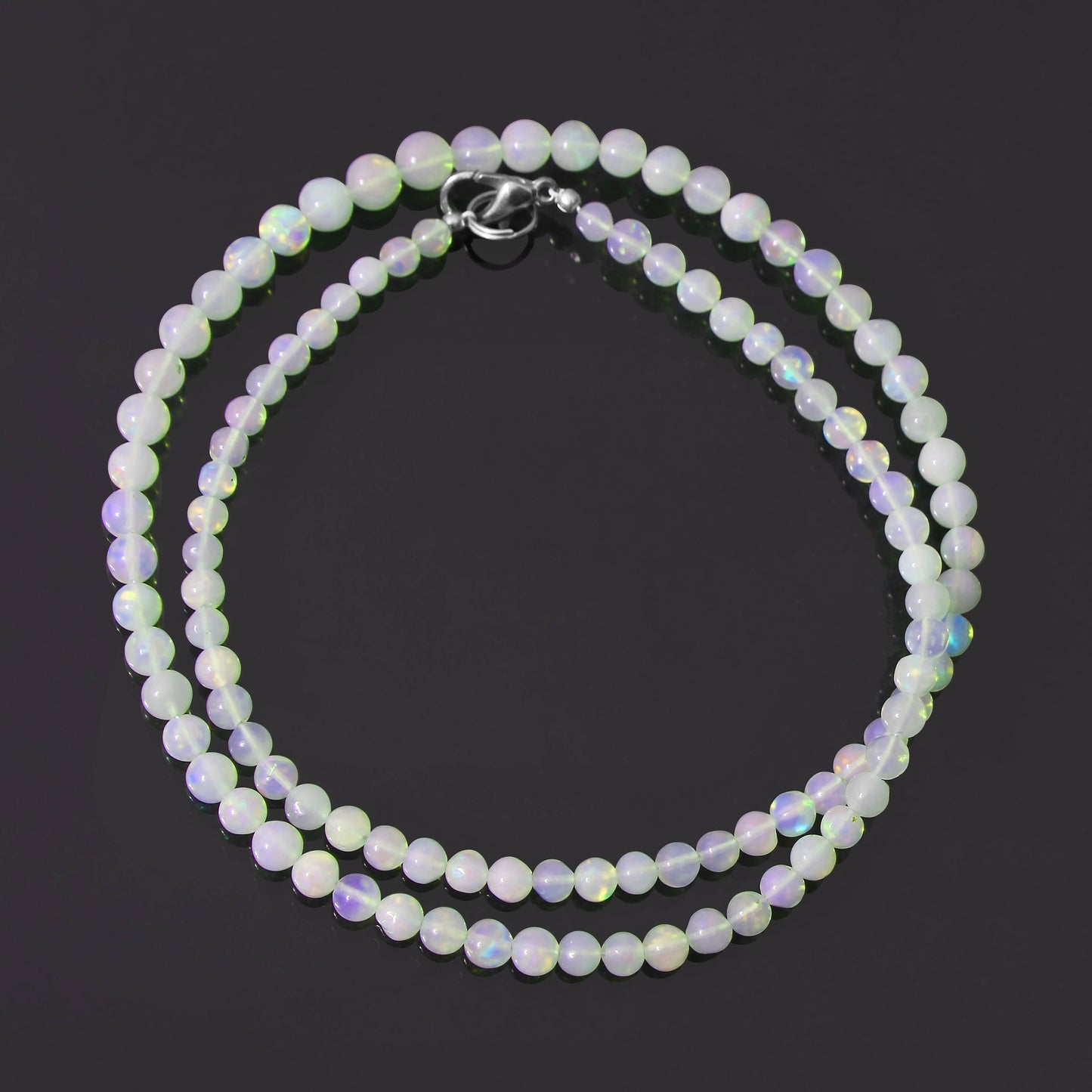 Natural Ethiopian Opal Beaded Necklace, Smooth Round Necklace Jewelry Gift For Women .
