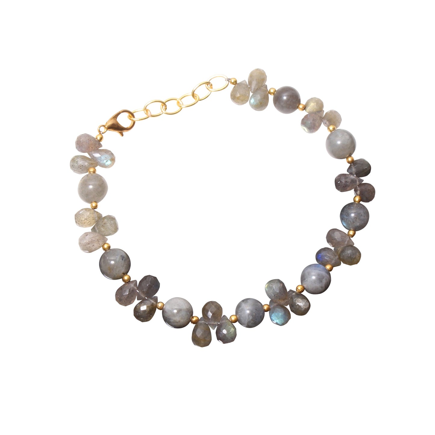 Natural Labradorite Beaded Bracelet ( Gold Plated ) GemsRush