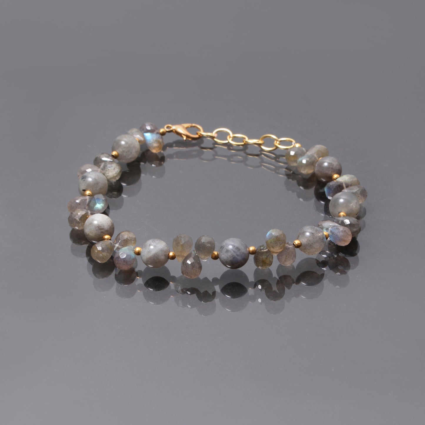 Natural Labradorite Beaded Bracelet ( Gold Plated ) GemsRush