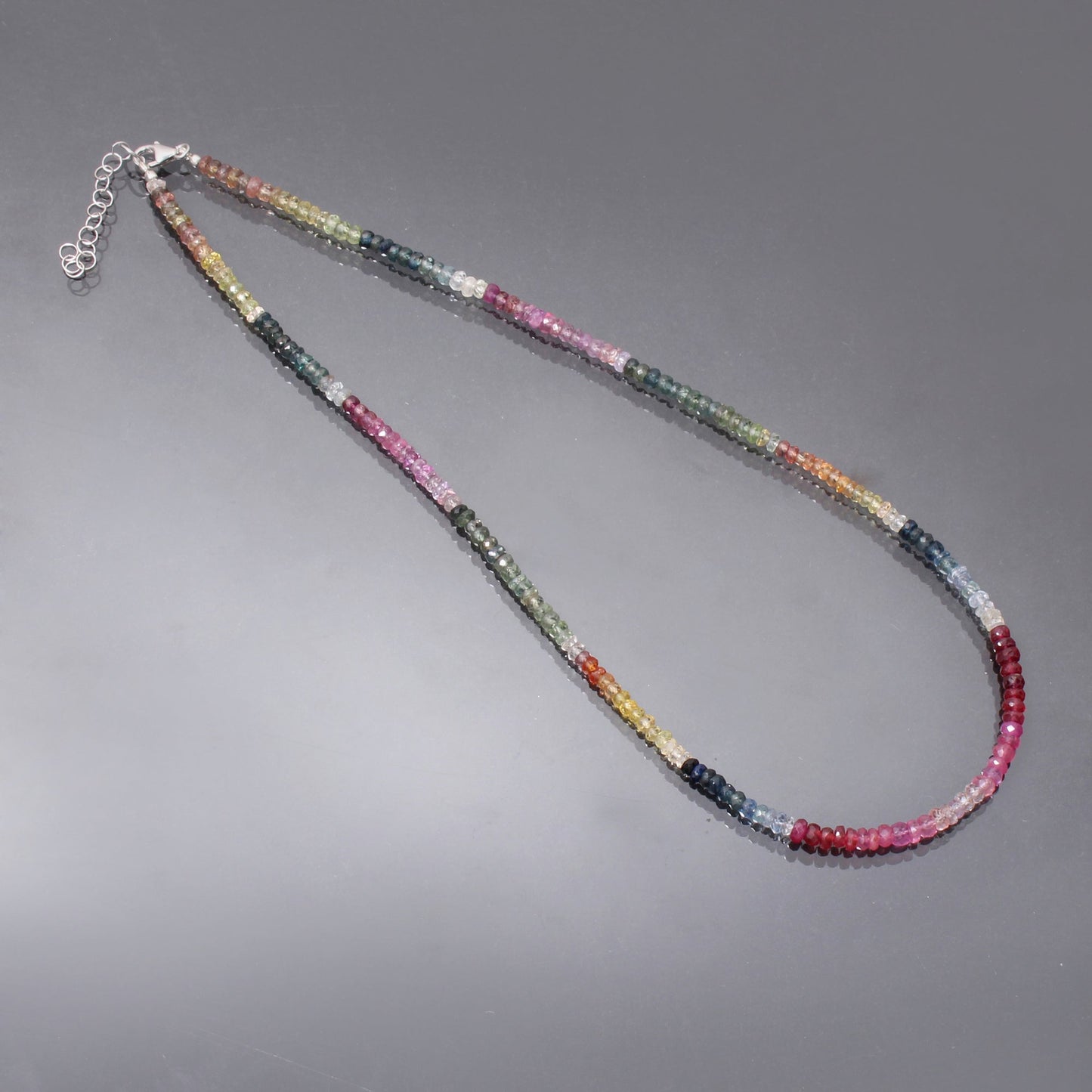 Natural Multi Sapphire Beaded Necklace, September Birthstone Jewelry ,Bridesmaid Gift . GemsRush