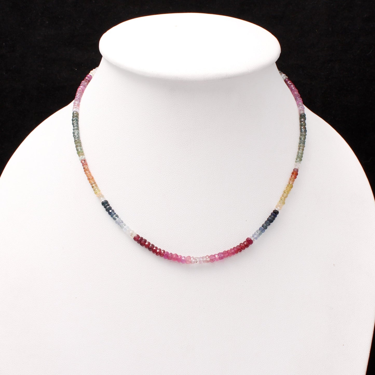 Natural Multi Sapphire Beaded Necklace, September Birthstone Jewelry ,Bridesmaid Gift . GemsRush