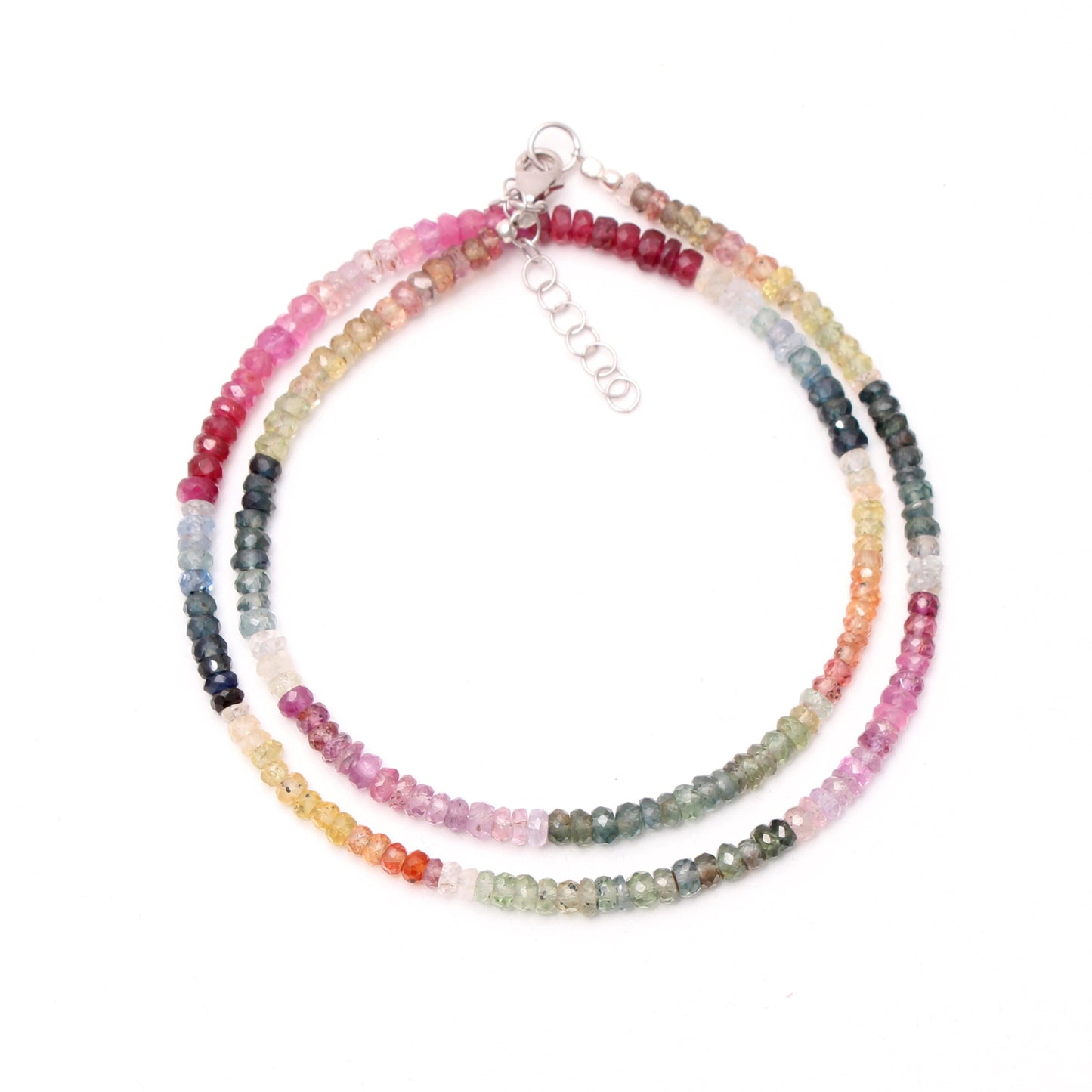 Natural Multi Sapphire Beaded Necklace, September Birthstone Jewelry ,Bridesmaid Gift . GemsRush