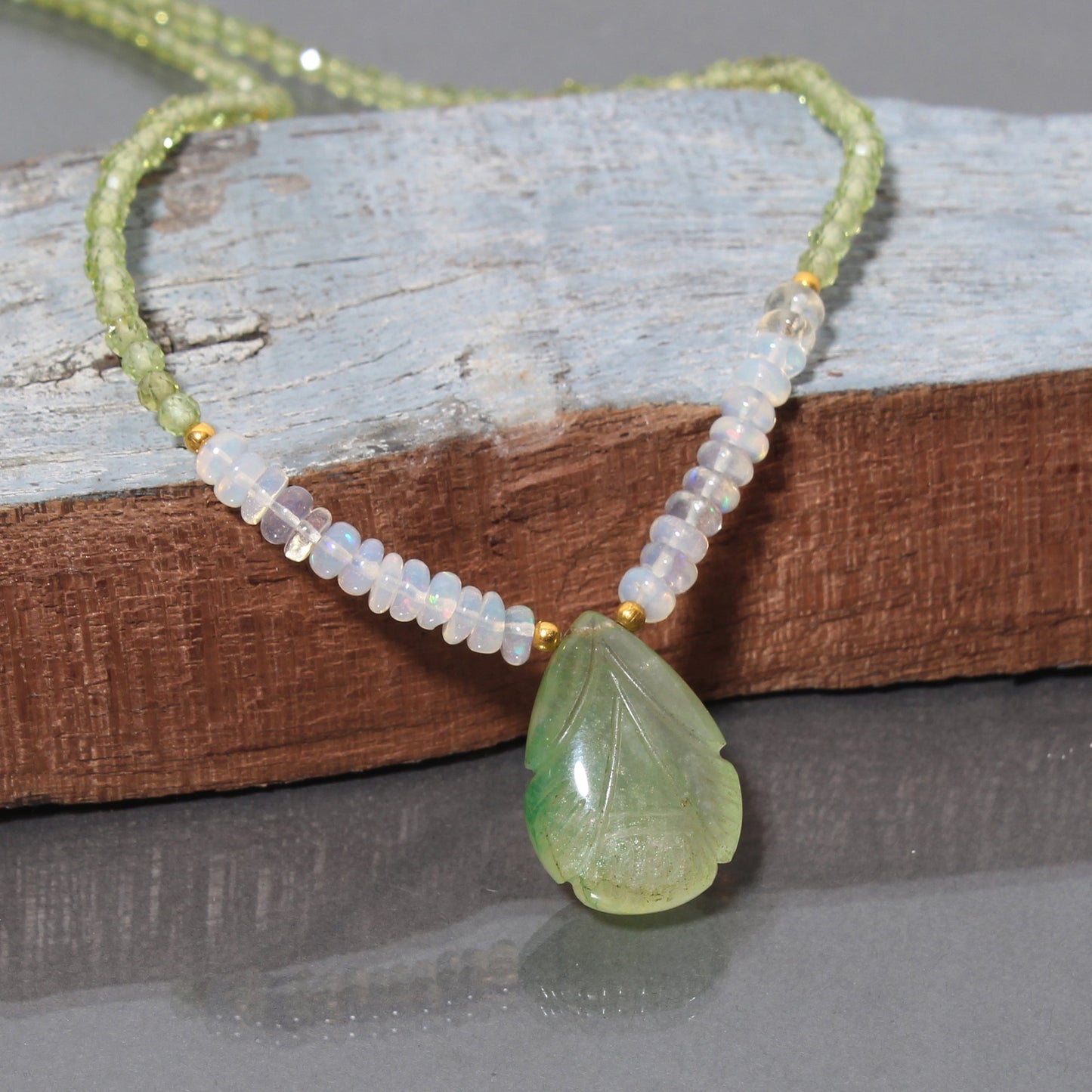 Natural Peridot And Ethiopian Opal Beads Necklace GemsRush
