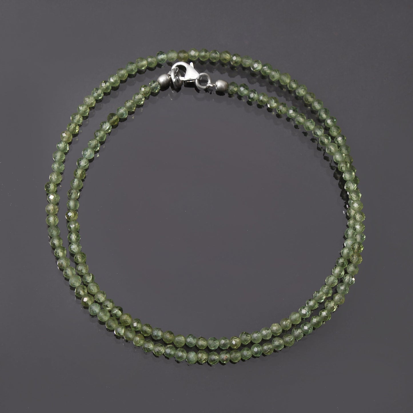 Natural Peridot Beads Necklace, Peridot Micro Faceted Round Beads Necklace, Women's, Gift Necklace GemsRush