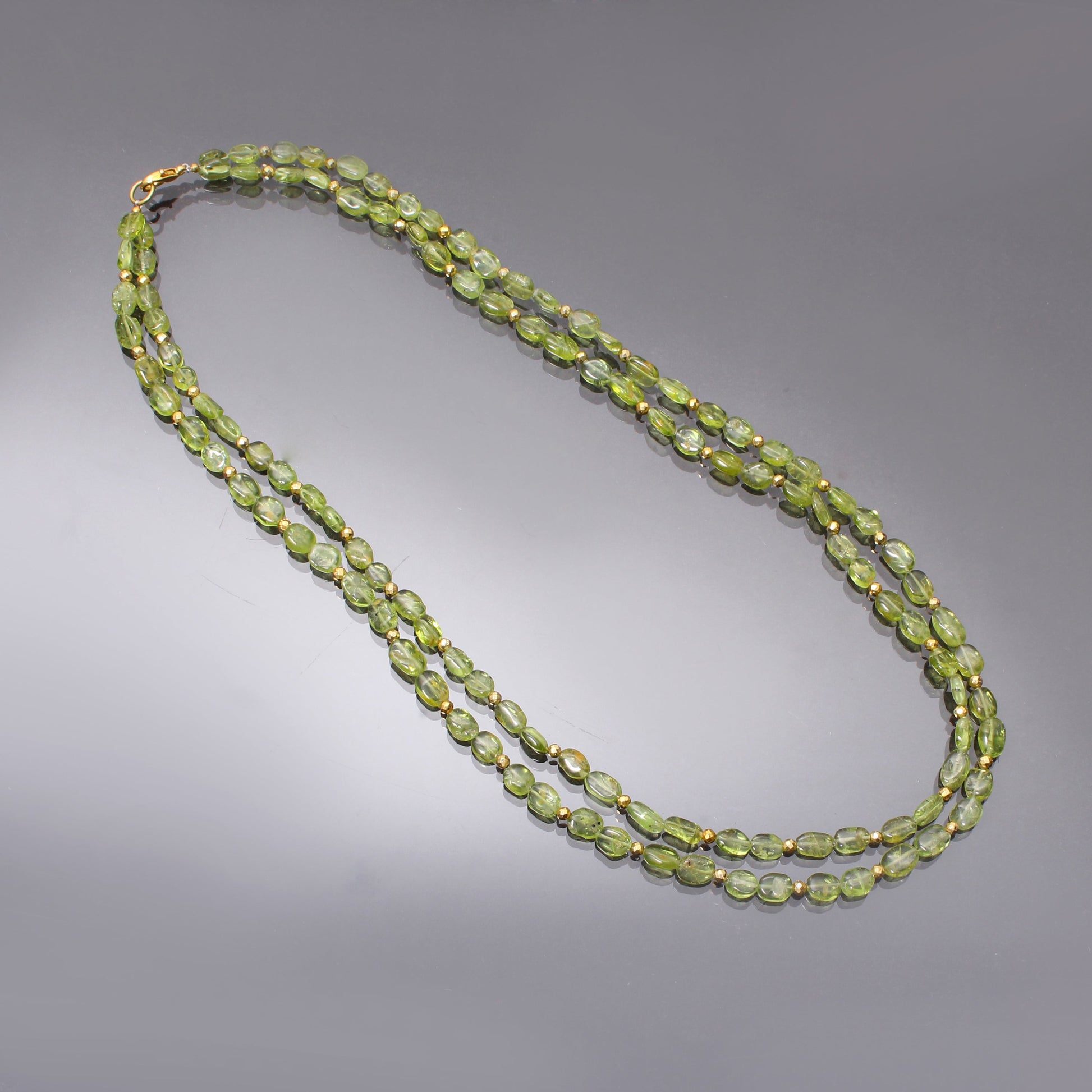 Natural Peridot / Hematite Smooth Oval / Faceted Round Beaded Necklace , Beautiful Jewelry . GemsRush
