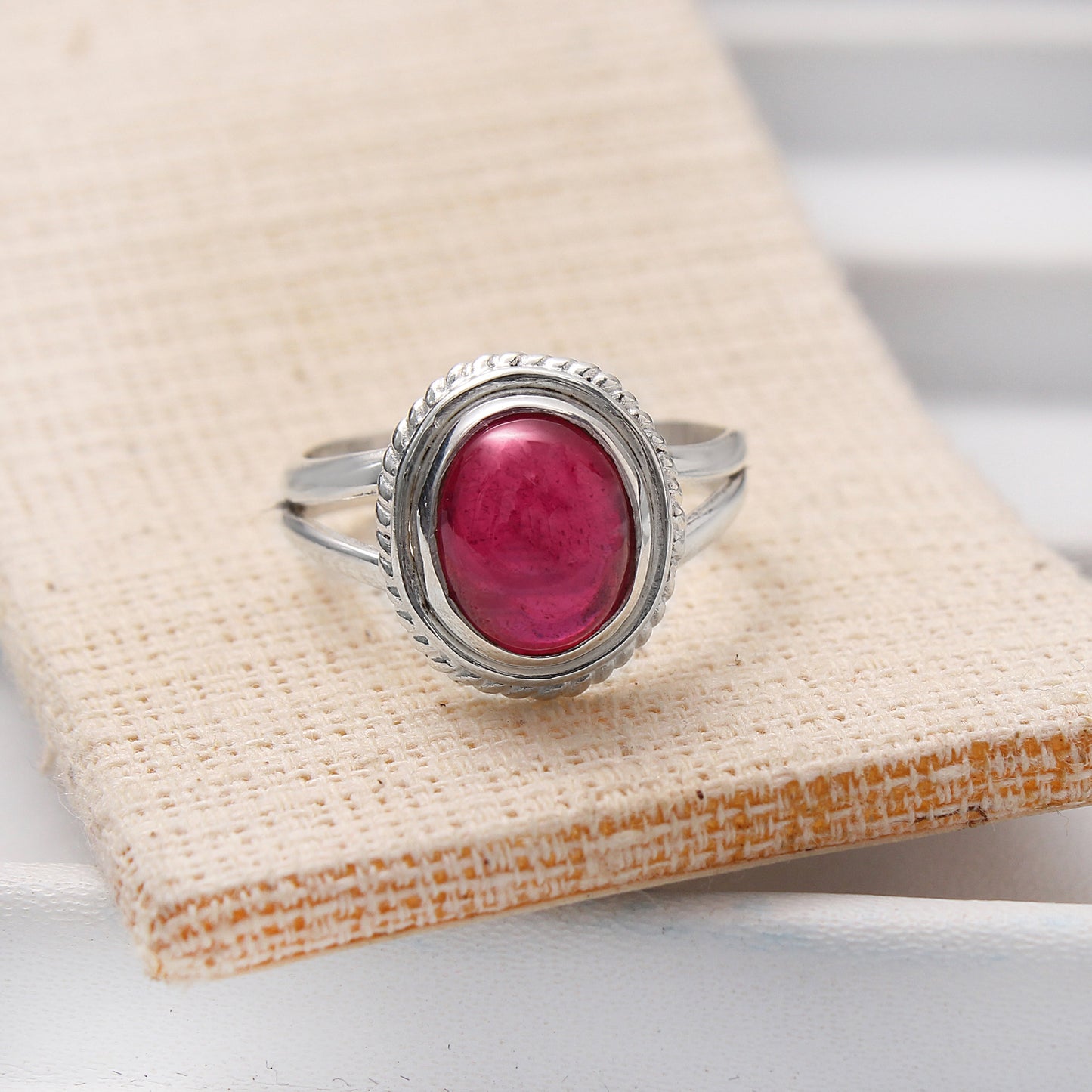Natural Red Ruby Love Silver Ring GemsRush