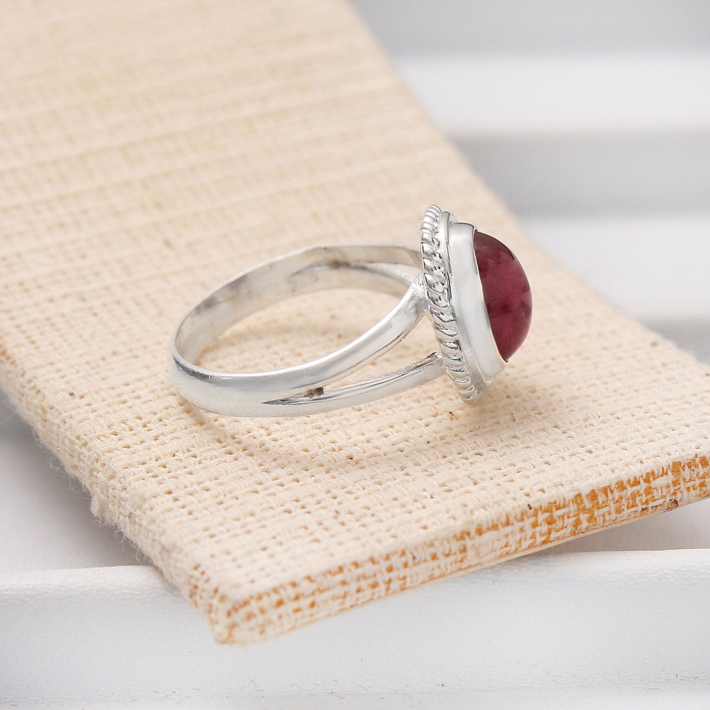 Natural Red Ruby Love Silver Ring GemsRush