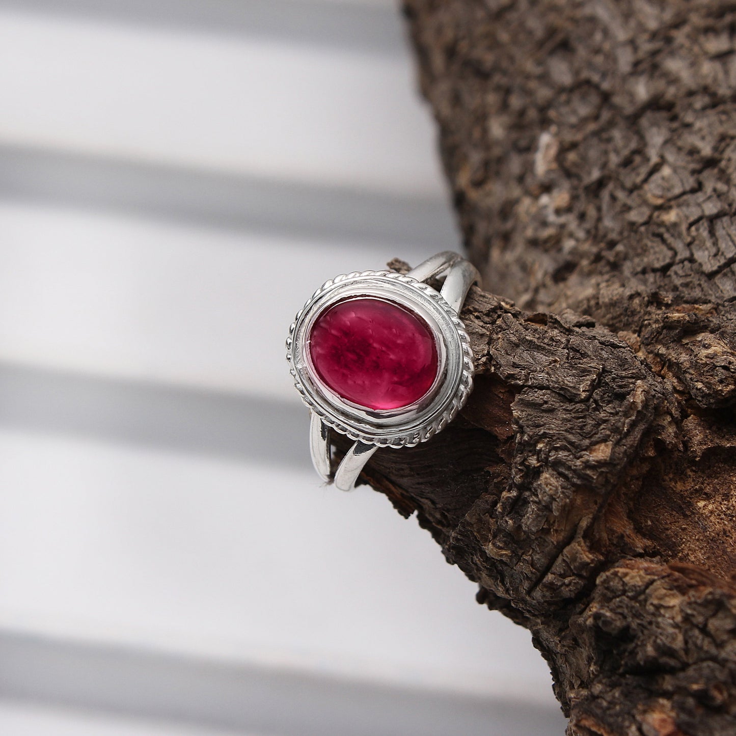 Natural Red Ruby Love Silver Ring GemsRush