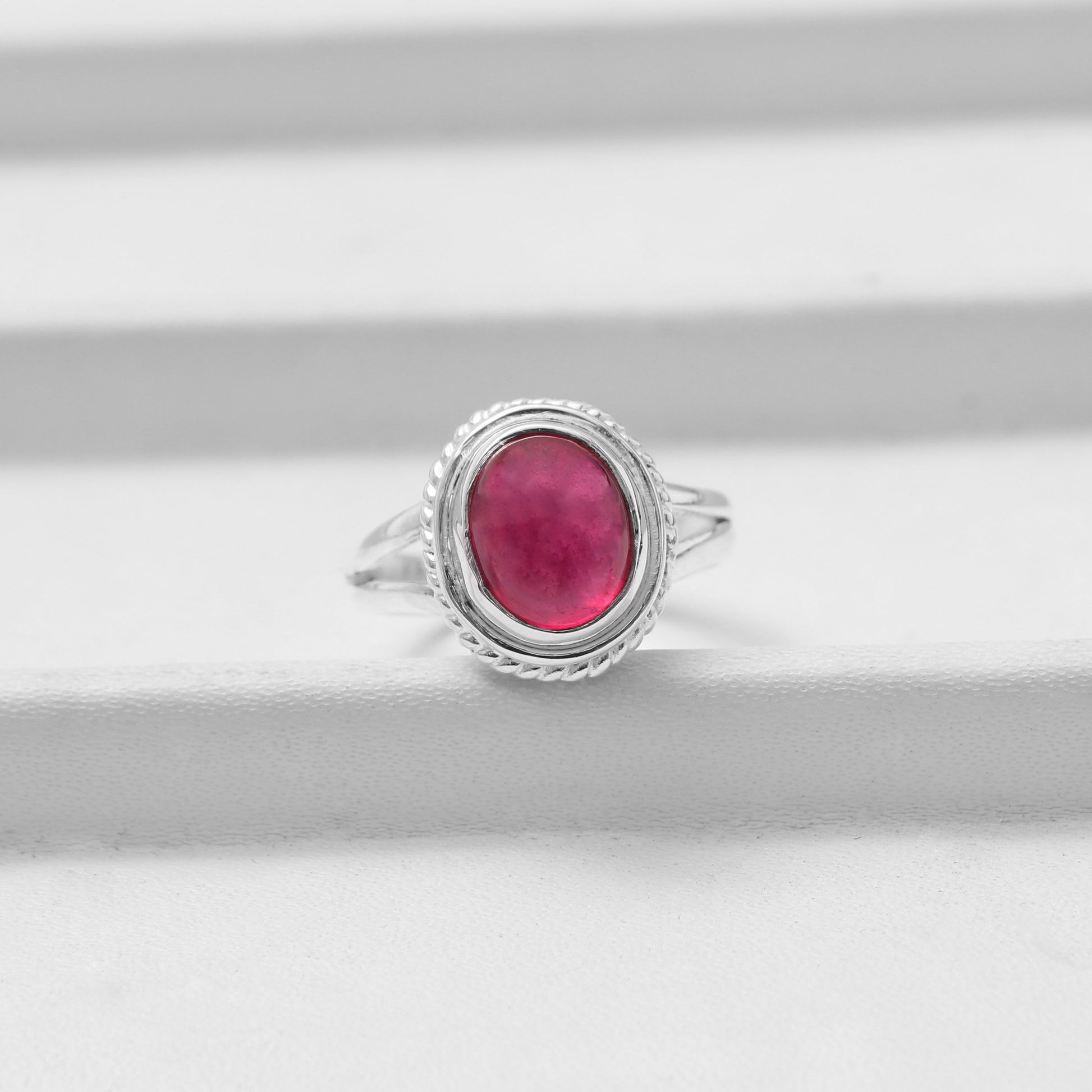 Natural Red Ruby Love Silver Ring GemsRush