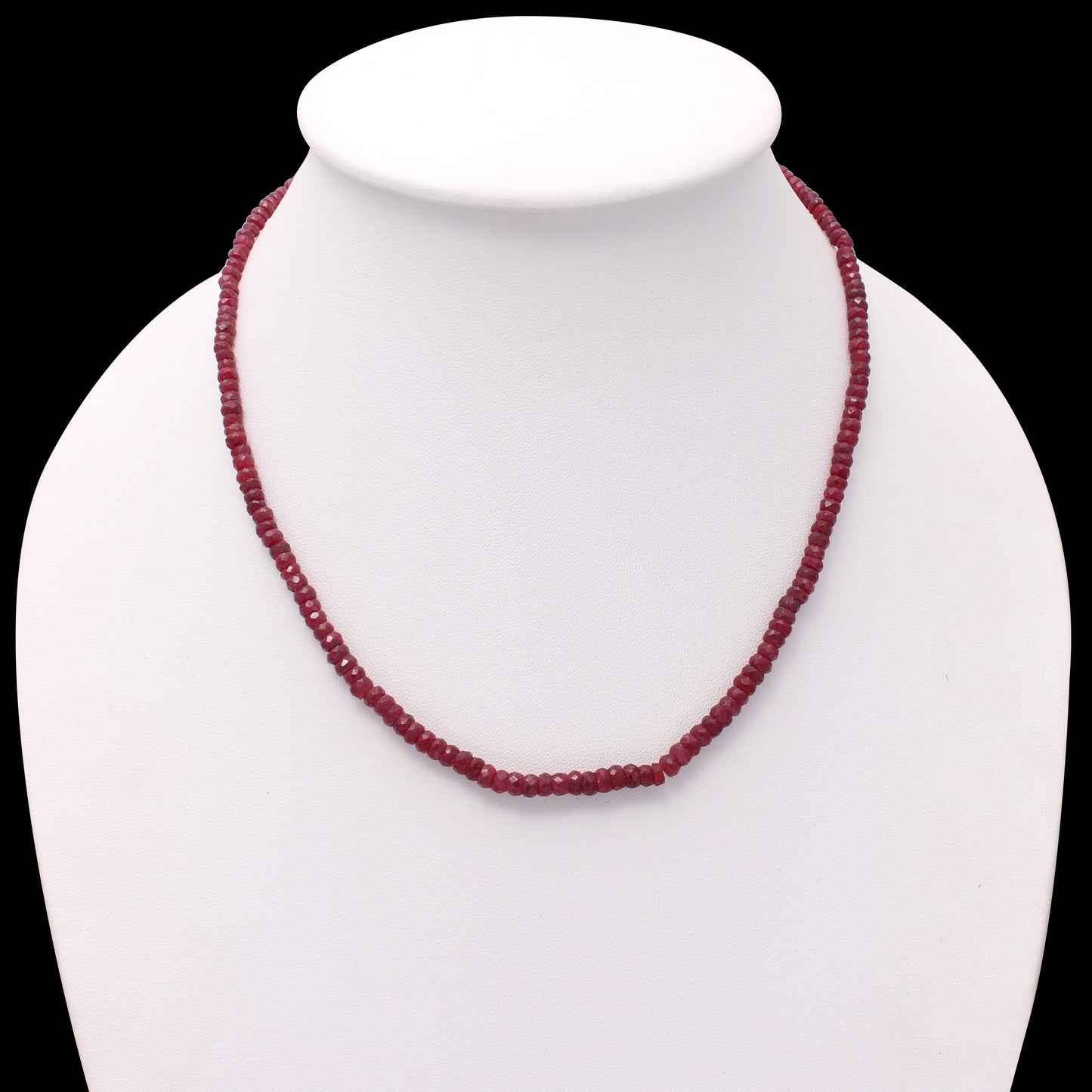 Natural Ruby Beaded Silver Necklace For Women ( Valentines Day Gift ) GemsRush